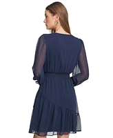 Dkny Women's Long-Sleeve V-Neck Dress