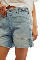 Free People Women's Palmer High Rise Roll Cuff Cotton Denim Shorts