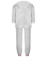 Id Ideology Big Girls Solid Full Zip Velour Hoodie Heather Jogger Sweatpants Created For Macys