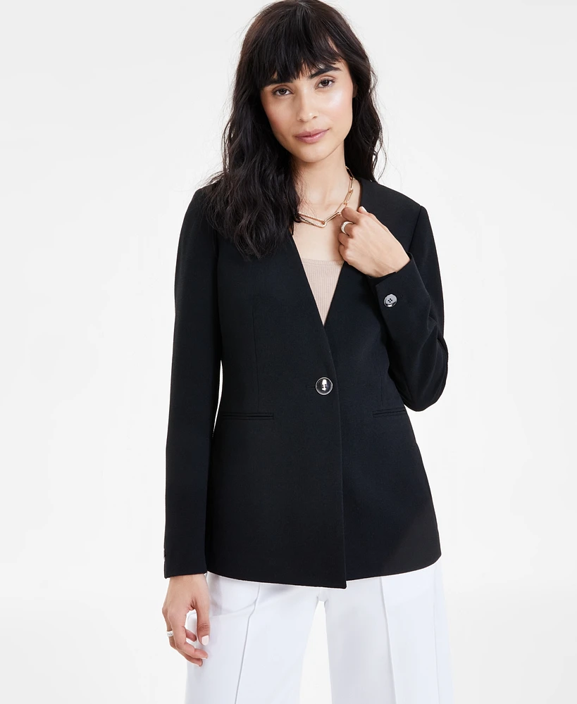 Bar Iii Women's Textured Crepe Blazer, Created for Macy's