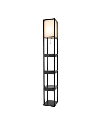 Atamin Aaron - Led Standing Floor Lamp with Shelves and 3 Storage Drawers