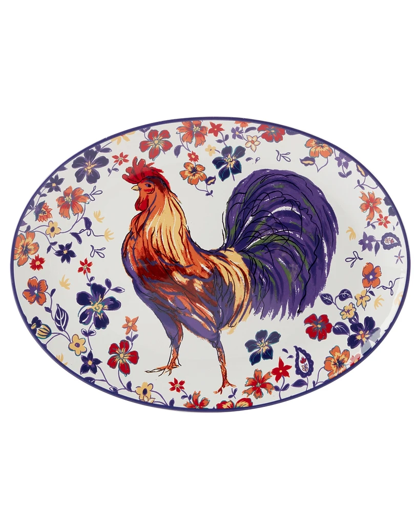 Certified International Morning Rooster Oval Platter