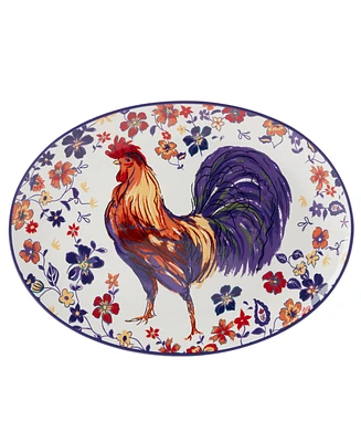 Certified International Morning Rooster Oval Platter