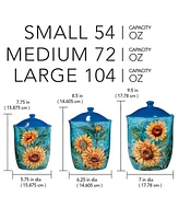 Certified International Golden Sunflowers Set of 3 Canisters