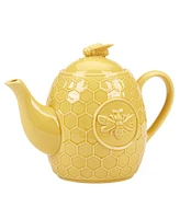 Certified International French Bees Embossed Honeycomb Teapot