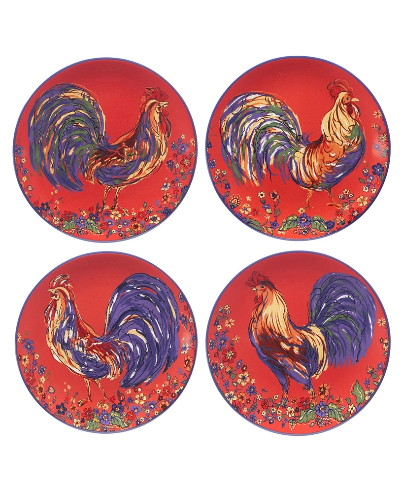 Certified International Morning Rooster Set of 4 Salad Plates