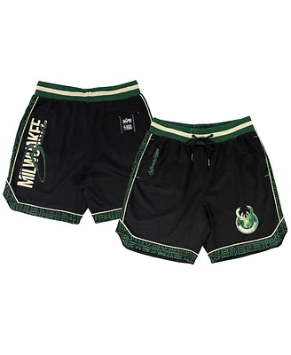 Men's and Women's Nba x Two Hype Black Milwaukee Bucks Culture Hoops Double Mesh Shorts