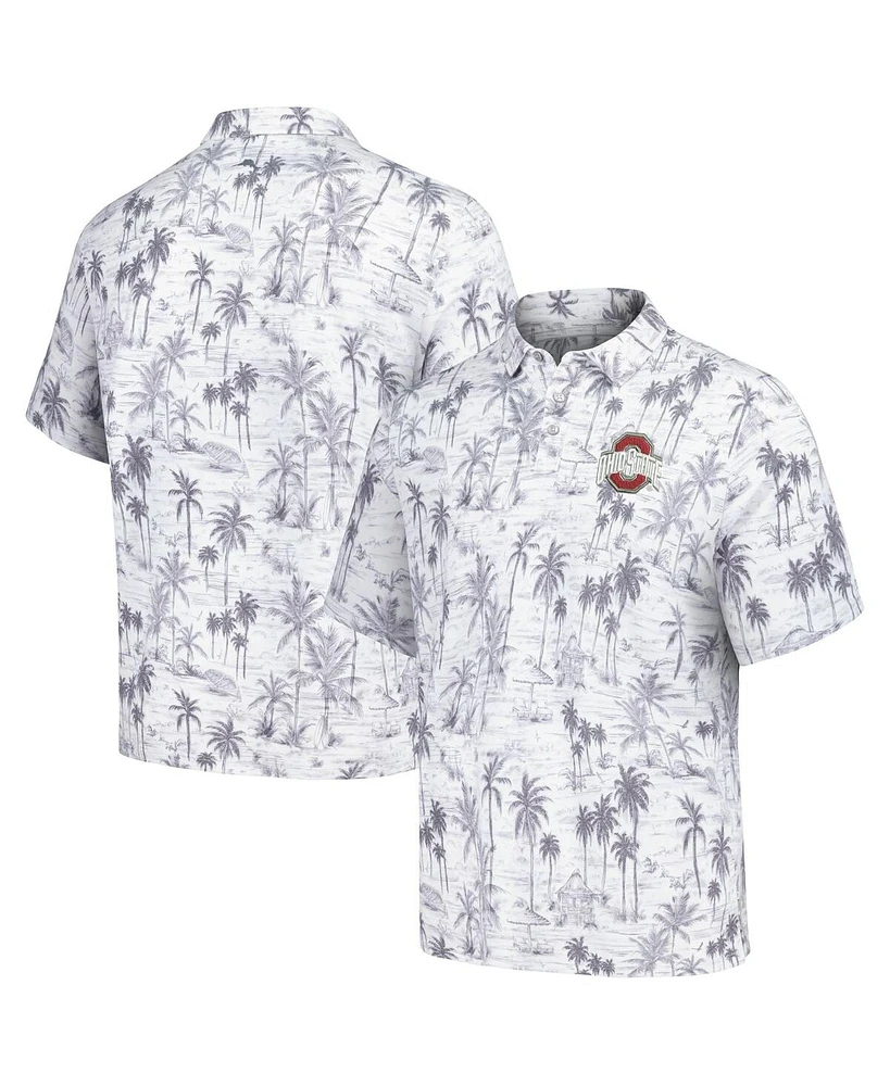 Men's Tommy Bahama Gray Ohio State Buckeyes Sport Cabana Shores IslandZone Tri-Blend Polo