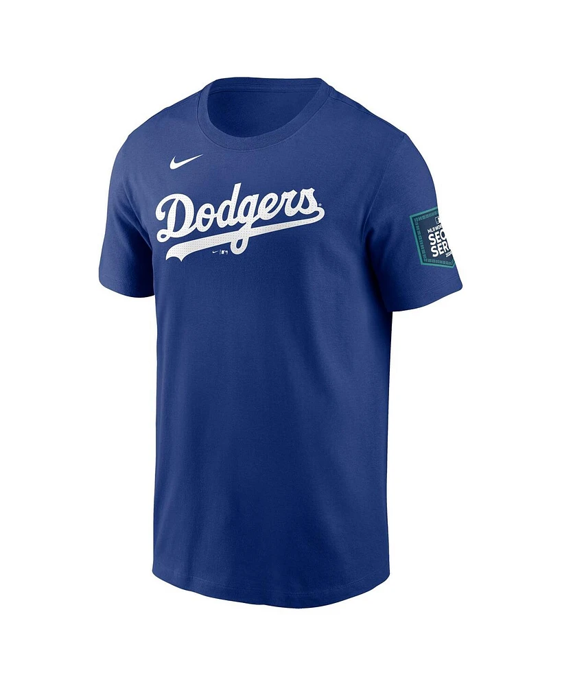 Men's Nike Shohei Ohtani Royal Los Angeles Dodgers 2024 Mlb World Tour Seoul Series Name and Number T-shirt