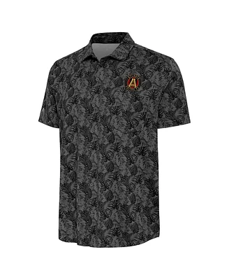 Men's Antigua Black Atlanta United Fc Resort Button-Up Shirt