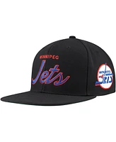 Men's Mitchell & Ness Black Winnipeg Jets Core Team Script 2.0 Snapback Hat