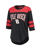 Women's Starter Black Kyle Busch Full Back Block 3/4-Sleeve Tri-Blend Top