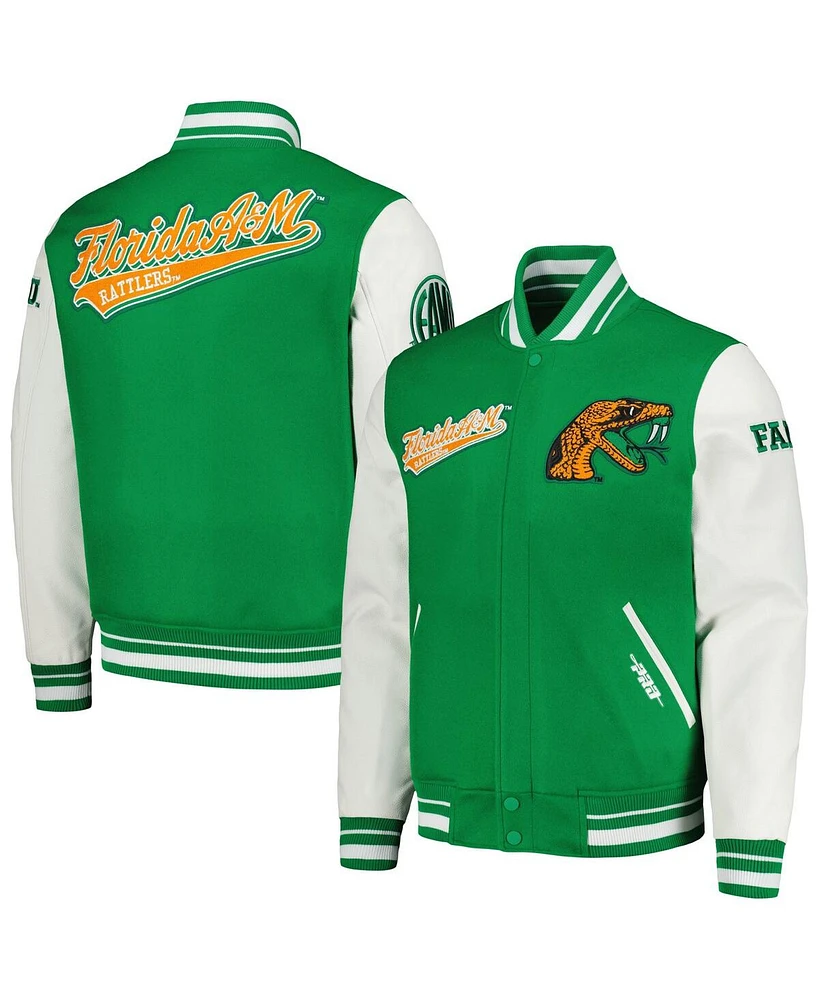 Men's Pro Standard Green Florida A&M Rattlers Script Wool Full-Zip Varsity Jacket