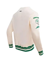 Men's Pro Standard Cream New York Jets Retro Classics Fleece Pullover Sweatshirt