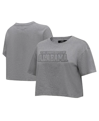 Women's Pro Standard Heather Charcoal Alabama Crimson Tide Tonal Neutral Boxy Cropped T-shirt