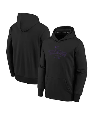 Big Boys Nike Black Colorado Rockies Authentic Collection Performance Pullover Hoodie