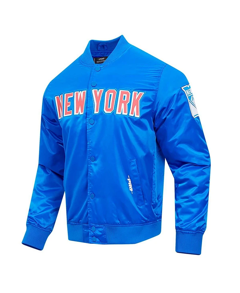 Men's Pro Standard Blue New York Rangers Classic Satin Full-Snap Jacket