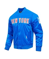 Men's Pro Standard Blue New York Rangers Classic Satin Full-Snap Jacket