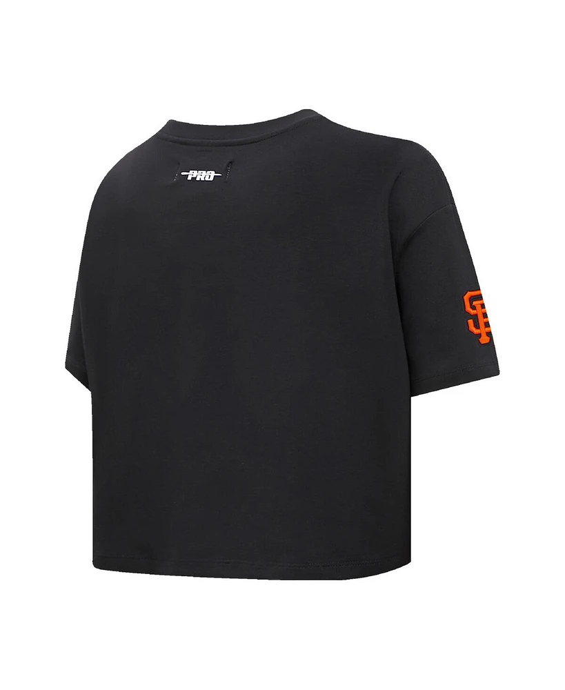 Women's Pro Standard Black San Francisco Giants Painted Sky Boxy Cropped T-shirt