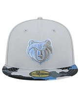 Men's New Era Gray Memphis Grizzlies Active Color Camo Visor 59FIFTY Fitted Hat