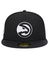 Men's New Era Black Atlanta Hawks Active Satin Visor 59FIFTY Fitted Hat