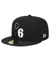 Men's New Era Black Philadelphia 76ers Active Satin Visor 59FIFTY Fitted Hat