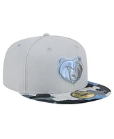 Men's New Era Gray Memphis Grizzlies Active Color Camo Visor 59FIFTY Fitted Hat