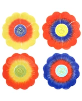 Certified International Poppy Set of 4 3-d Flower Dessert Plates