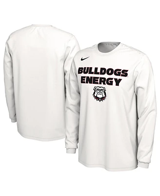 Men's and Women's Nike White Georgia Bulldogs 2024 On-Court Bench Energy Long Sleeve T-shirt