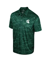 Men's Colosseum Green Michigan State Spartans Daly Print Polo Shirt