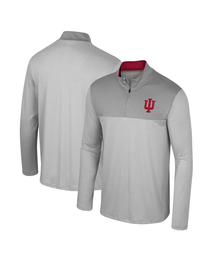 Men's Colosseum Gray Indiana Hoosiers Tuck Quarter-Zip Top