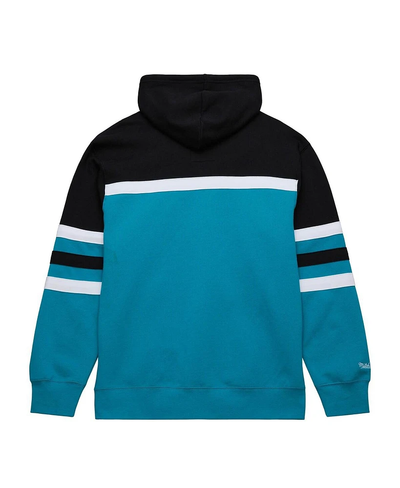 Men's Mitchell & Ness Teal, Black Charlotte Hornets Head Coach Pullover Hoodie