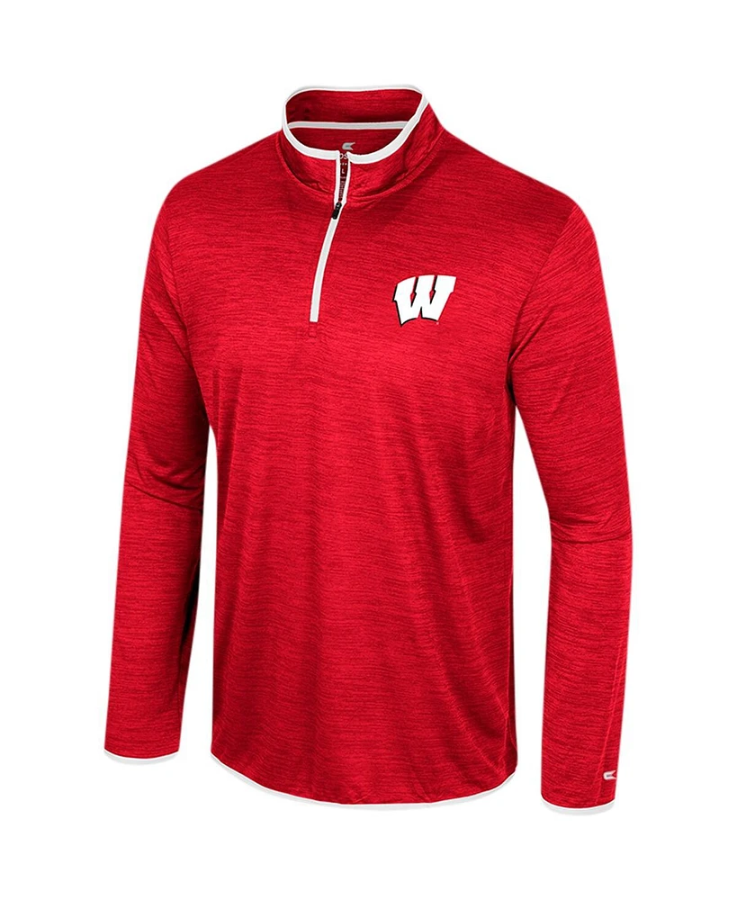 Men's Colosseum Red Wisconsin Badgers Wright Quarter-Zip Windshirt