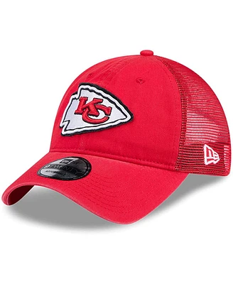 Men's New Era Red Distressed Kansas City Chiefs Game Day 9TWENTY Adjustable Trucker Hat