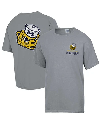 Men's Comfortwash Graphite Distressed Michigan Wolverines Vintage-Like Logo T-shirt
