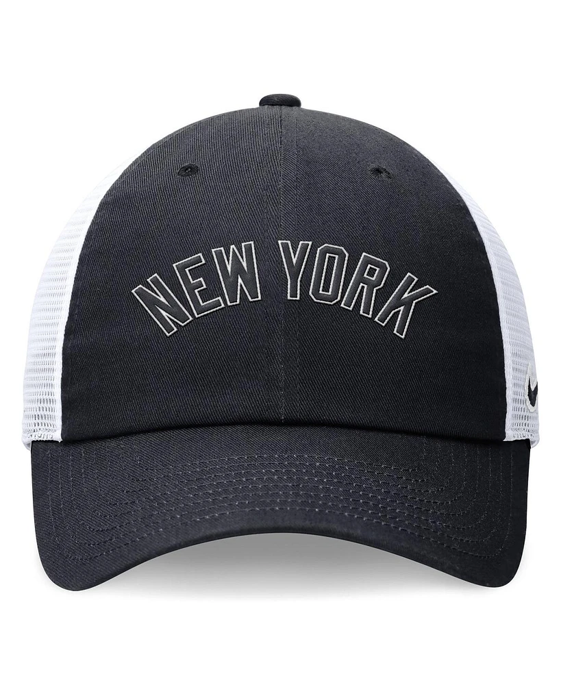 Men's Nike Navy New York Yankees Evergreen Wordmark Trucker Adjustable Hat