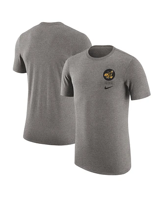 Men's Nike Heather Gray Distressed Iowa Hawkeyes Retro Tri-Blend T-shirt