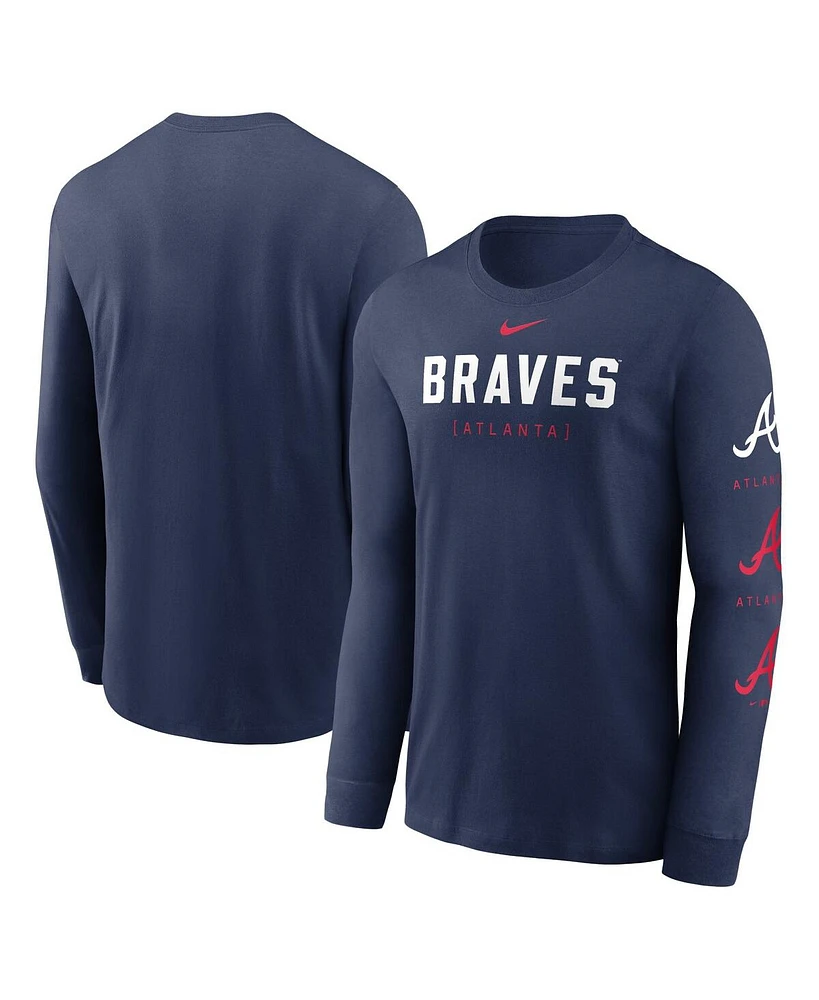 Men's Nike Navy Atlanta Braves Repeater Long Sleeve T-shirt