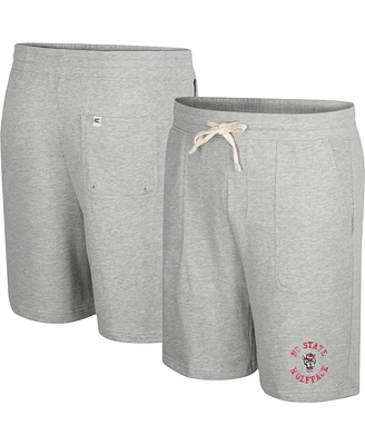 Men's Colosseum Heather Gray Distressed Nc State Wolfpack Love To Hear This Terry Shorts