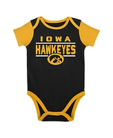 Baby Boys and Girls Black Iowa Hawkeyes Home Field Advantage Three-Piece Bodysuit, Bib Booties Set