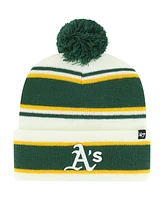 Youth Boys and Girls '47 Brand White, Green Oakland Athletics Stripling Cuffed Knit Hat with Pom