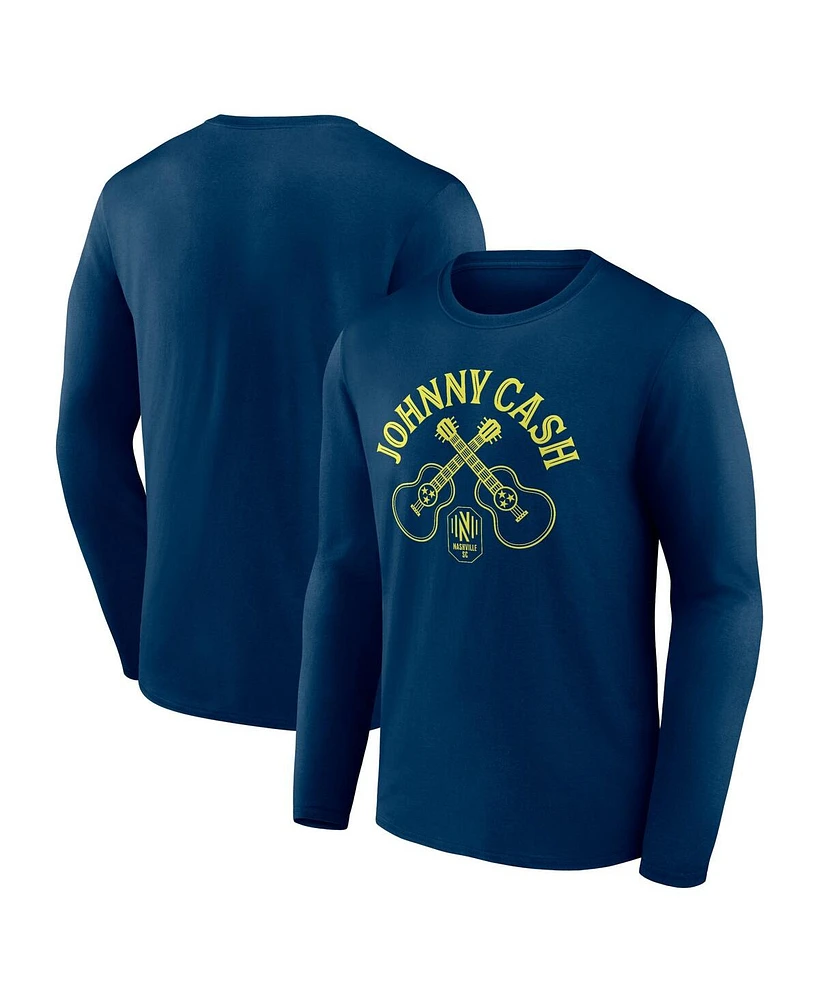 Men's Fanatics Navy Nashville Sc x Johnny Cash Guitar Long Sleeve T-shirt