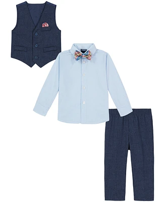Nautica Baby Boys Striated Shirt, Vest, Bowtie and Pants, 4 Piece Set