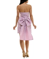 Speechless Juniors' Ruched Bow-Back Strapless Dress