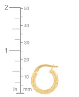 Italian Gold Textured Tube Small Hoop Earrings in 10k Gold, 5/8"