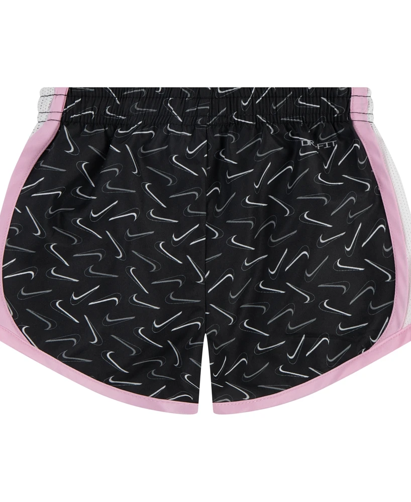 Nike Toddler Girls Dri-fit Swoosh Logo Short Sleeve Tee and Printed Shorts Set