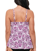 Swim Solutions Women's Tiletale V-Neck Tankini Top, Created for Macy's