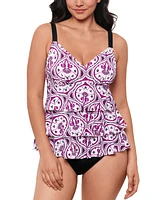 Swim Solutions Women's Printed Tiered Fauxkini One-Piece Swimsuit, Created for Macy's