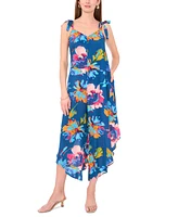 Vince Camuto Women's Floral Tie Shoulder Angled Hem Jumpsuit