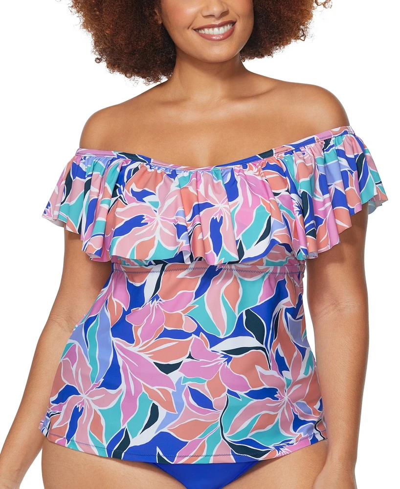 Raisins Curve Tortuga Off-The-Shoulder Tankini Top